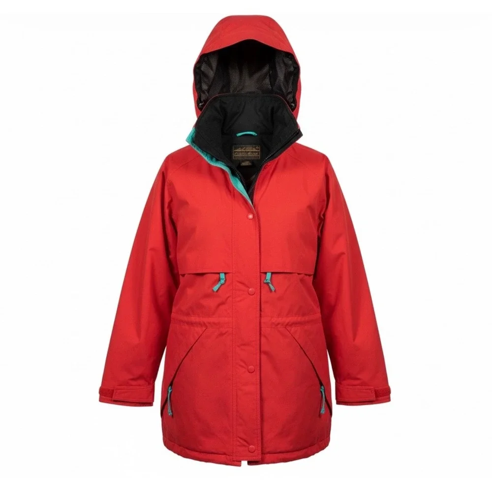 Eddie‎ Bauer Gore-Tex Jacket Womens Medium Red Vintage Mountain Parka Hooded
